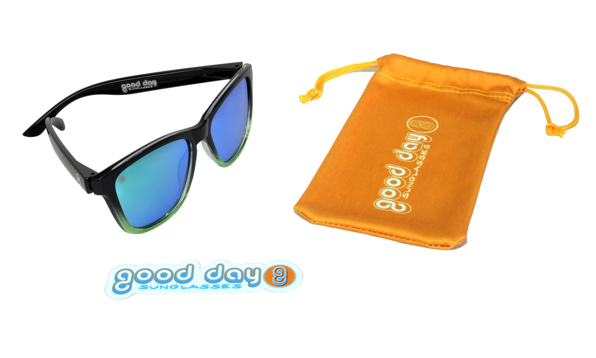 Good Day Sunglasses Fig Eater Sunshines--pouch and sticker set view